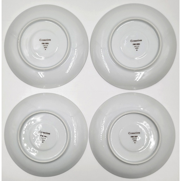 Creative Platinum Star Burst Saucers 5 3/4" Silver Trim Japan Gray Set of 4 - Picture 5 of 7